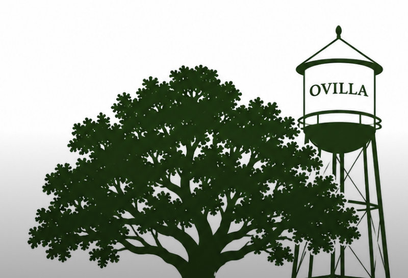 Ovilla Tree Service logo with oak tree and Ovilla water tower